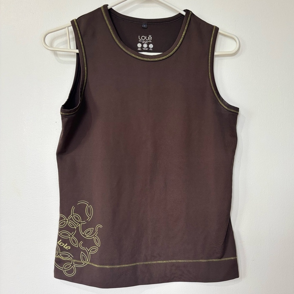 Lole Brown Tank Top with Gold Accents